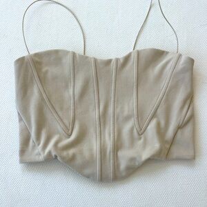 Joah Brown Cropped Biege Soft Cotton Bustier, Size M/L, Like New